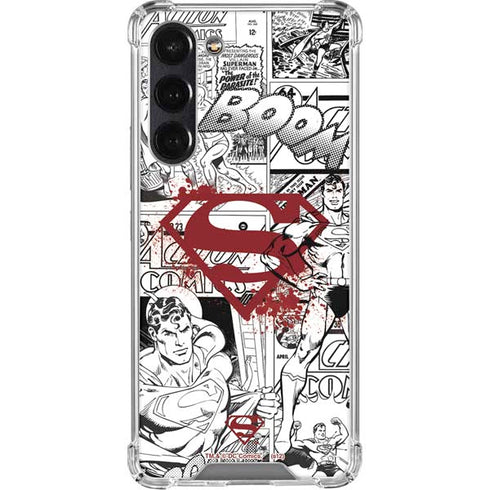 DC Comics Superman Comic Pattern Logo in Red Galaxy S24 FE Clear Case